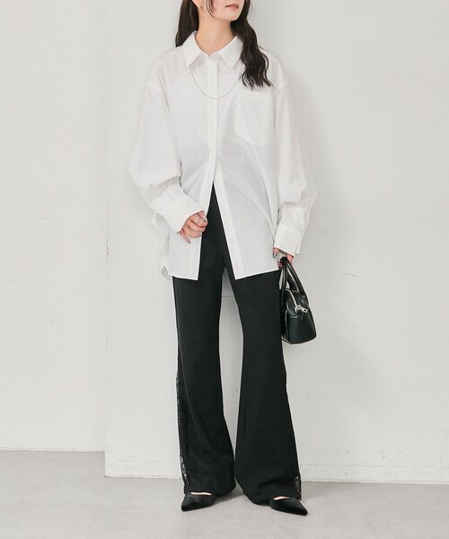 mystic（ミスティック）の「ボタンレイヤードBIGシャツ（シャツ/ブラウス・レディース・オフホワイト/ブルー/ピンク/ブラウン・FREE）」の18枚目の写真