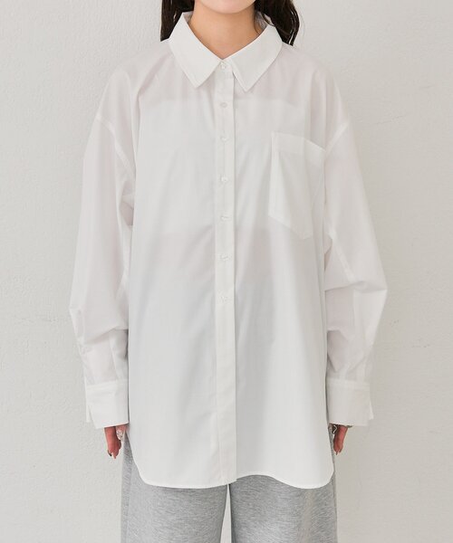 mystic（ミスティック）の「ボタンレイヤードBIGシャツ（シャツ/ブラウス・レディース・オフホワイト/ブルー/ピンク/ブラウン・FREE）」の21枚目の写真