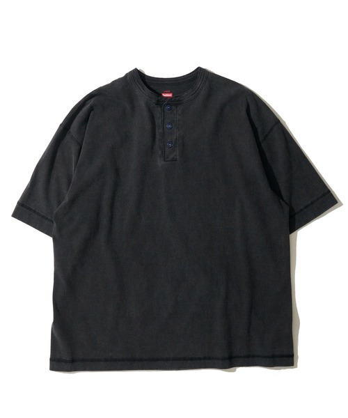 Healthknit（ヘルスニット）の「【Healthknit】Henleyneck S/S Tee  Sulfur dye / 硫化染め ヘンリーネック Tシャツ（Tシャツ/カットソー・メンズ・ライトグレー/ブラック・X-LARGE/LARGE/MEDIUM/SMALL）」の3枚目の写真