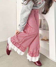 コットンフリルギンガムチェックパンツ