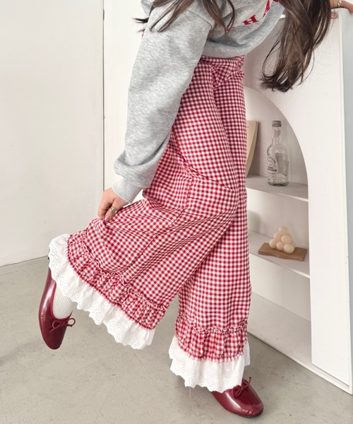 セール】コットンフリルギンガムチェックパンツ（その他パンツ