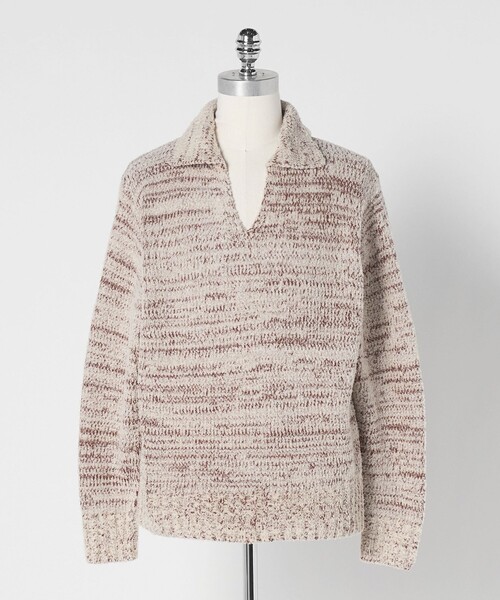 LOEFF(ロエフ)の「<LOEFF>ラッセルヤーン スキッパー ニット UNISEX(ニット/セーター・レディース・ブラウン系/ブラック・1/2/0)」の1枚目の写真