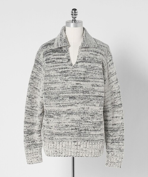 LOEFF(ロエフ)の「<LOEFF>ラッセルヤーン スキッパー ニット UNISEX(ニット/セーター・レディース・ブラウン系/ブラック・1/2/0)」の2枚目の写真