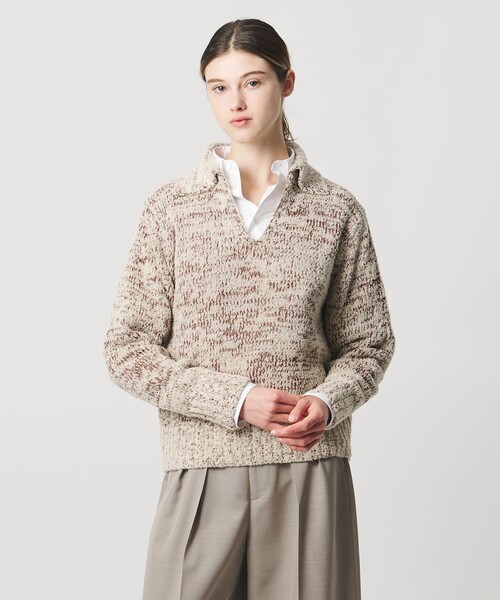 LOEFF(ロエフ)の「<LOEFF>ラッセルヤーン スキッパー ニット UNISEX(ニット/セーター・レディース・ブラウン系/ブラック・1/2/0)」の3枚目の写真