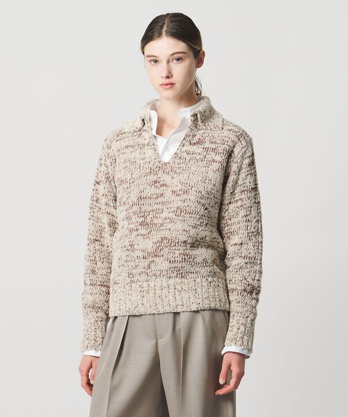 LOEFF(ロエフ)の「<LOEFF>ラッセルヤーン スキッパー ニット UNISEX(ニット/セーター・レディース・ブラウン系/ブラック・1/2/0)」の4枚目の写真