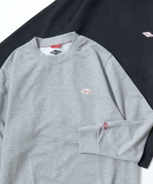 BALL(ボール)の「2026SS BALL/ボール 裏毛 ワンポイントロゴワッペン刺繍 スウェットトレーナー レディース メンズ(スウェット・メンズ・アッシュグレー/グレー/ブラック/チャコール/モカ/ネイビー・M/L/LL)」の3枚目の写真