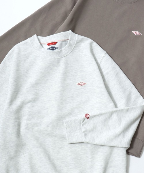BALL(ボール)の「2026SS BALL/ボール 裏毛 ワンポイントロゴワッペン刺繍 スウェットトレーナー レディース メンズ(スウェット・メンズ・アッシュグレー/グレー/ブラック/チャコール/モカ/ネイビー・M/L/LL)」の1枚目の写真