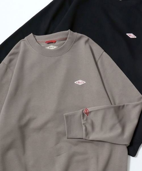 BALL(ボール)の「2026SS BALL/ボール 裏毛 ワンポイントロゴワッペン刺繍 スウェットトレーナー レディース メンズ(スウェット・メンズ・アッシュグレー/グレー/ブラック/チャコール/モカ/ネイビー・M/L/LL)」の5枚目の写真