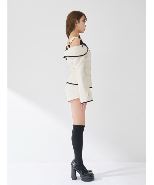 ボンディングツイードオフショルチュニック（その他トップス）｜Darich