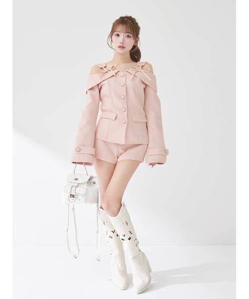 ボンディングツイードオフショルチュニック（その他トップス）｜Darich