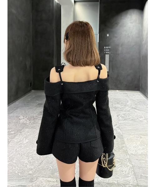 ボンディングツイードオフショルチュニック（その他トップス）｜Darich