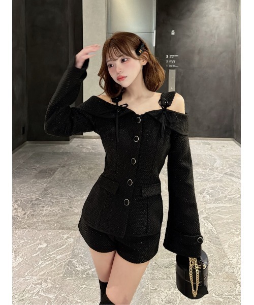 darich ボンディングツイードオフショルチュニック ボンディングツイードオフショルチュニック（その他トップス）｜Darich