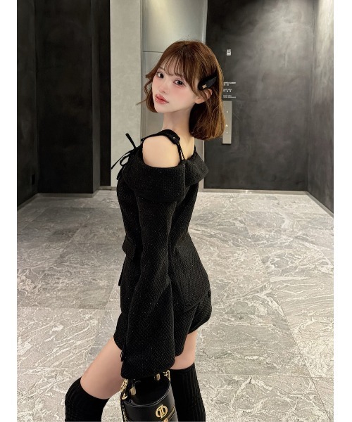 ボンディングツイードオフショルチュニック（その他トップス）｜Darich