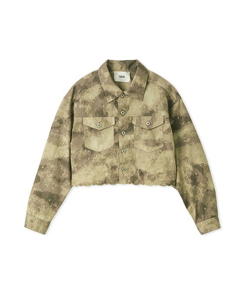 FURFUR（ファーファー）の「刺繍クロップドシャツジャケット（デニムジャケット・レディース・グレー/ライトブルー/マルチ・F）」の3枚目の写真