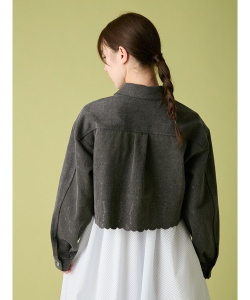FURFUR（ファーファー）の「刺繍クロップドシャツジャケット（デニムジャケット・レディース・グレー/ライトブルー/マルチ・F）」の10枚目の写真