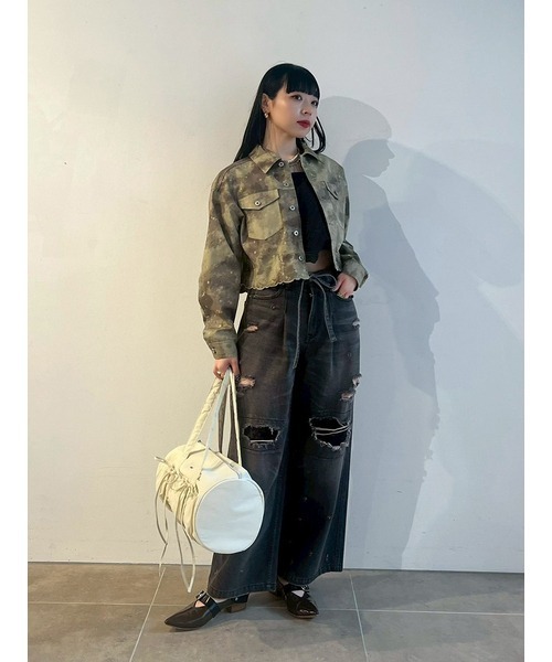 FURFUR（ファーファー）の「刺繍クロップドシャツジャケット（デニムジャケット・レディース・グレー/ライトブルー/マルチ・F）」の15枚目の写真