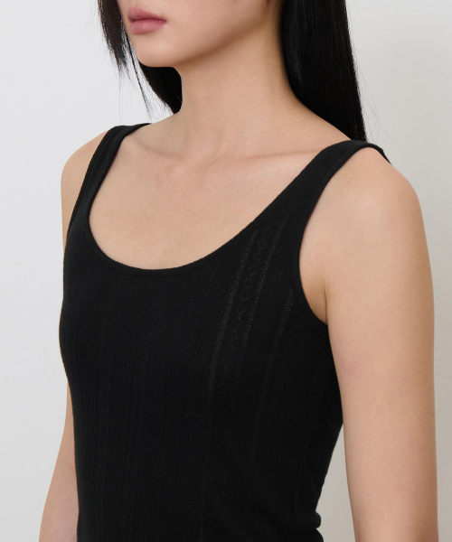 MUSINSA STANDARD WOMAN（ムシンサスタンダードウーマン）の「ウィメンズポインテルトンクトップ[ブラック]（Tシャツ/カットソー・レディース・その他・SMALL/MEDIUM/LARGE/X-SMALL）」の6枚目の写真