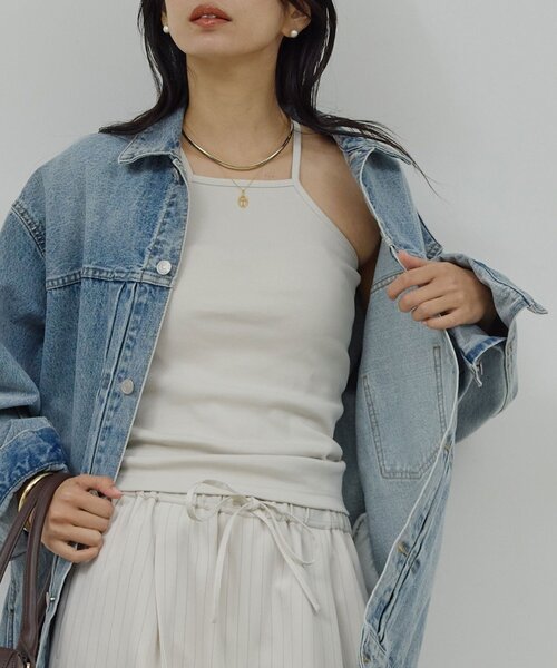 GALLARDAGALANTE（ガリャルダガランテ）の「【手洗い可】スクエアキャミ（キャミソール・レディース・ライトベージュ/チャコールグレー・FREE）」の9枚目の写真