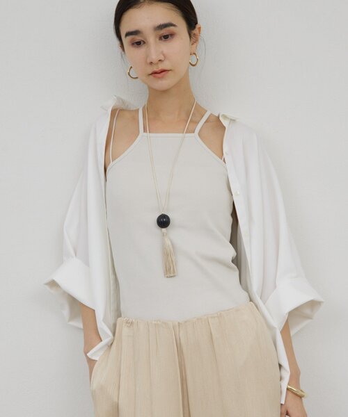 GALLARDAGALANTE（ガリャルダガランテ）の「【手洗い可】スクエアキャミ（キャミソール・レディース・ライトベージュ/チャコールグレー・FREE）」の7枚目の写真