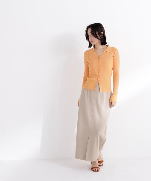 NATURAL BEAUTY BASIC(ナチュラルビューティーベーシック)の「◇ストレッチカルゼシリーズ ナロースカート(スカート・レディース・ブラック/オフホワイト/ベージュ・MEDIUM/P/S)」の3枚目の写真
