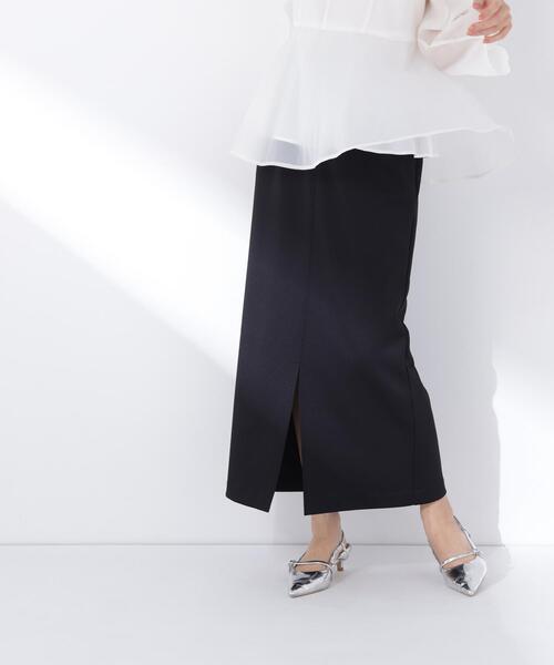 NATURAL BEAUTY BASIC(ナチュラルビューティーベーシック)の「◇ストレッチカルゼシリーズ ナロースカート(スカート・レディース・ブラック/オフホワイト/ベージュ・MEDIUM/P/S)」の5枚目の写真