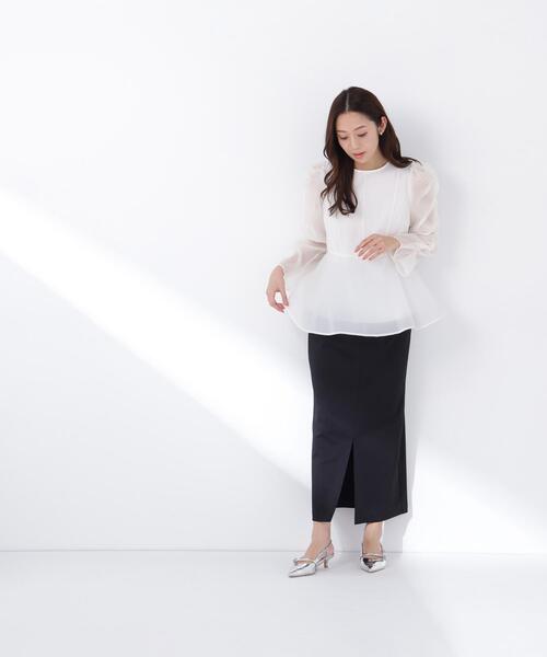 NATURAL BEAUTY BASIC(ナチュラルビューティーベーシック)の「◇ストレッチカルゼシリーズ ナロースカート(スカート・レディース・ブラック/オフホワイト/ベージュ・MEDIUM/P/S)」の7枚目の写真