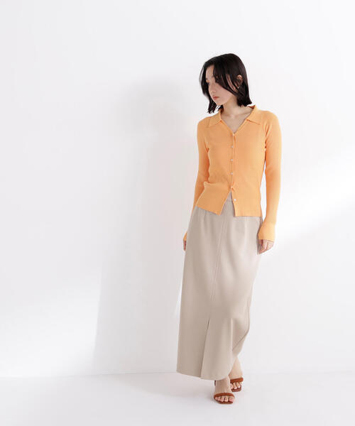 NATURAL BEAUTY BASIC(ナチュラルビューティーベーシック)の「◇ストレッチカルゼシリーズ ナロースカート(スカート・レディース・ブラック/オフホワイト/ベージュ・MEDIUM/P/S)」の3枚目の写真