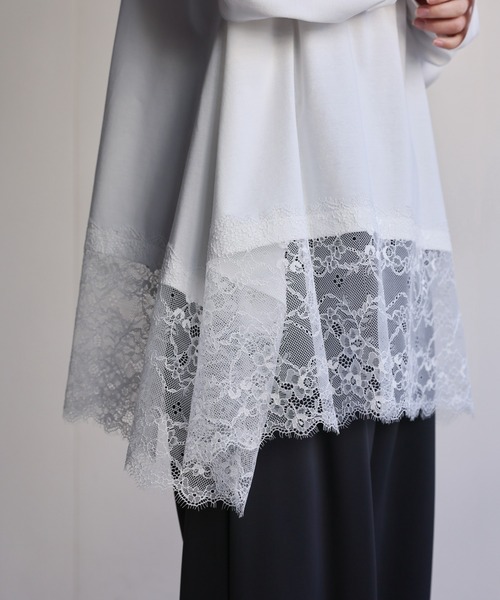 ap retro（アプレトロ）の「裾レースドッキングロンTee / レーストップス（Tシャツ/カットソー・レディース・ブラック/ホワイト・FREE）」の10枚目の写真