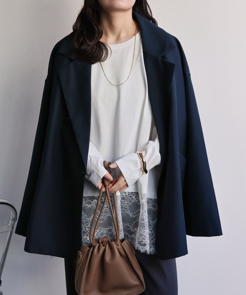 ap retro（アプレトロ）の「裾レースドッキングロンTee / レーストップス（Tシャツ/カットソー・レディース・ブラック/ホワイト・FREE）」の12枚目の写真