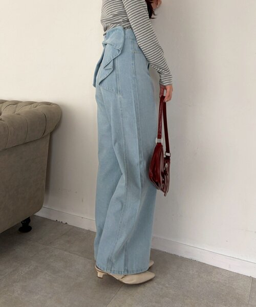 continuer de NICE CLAUP（コンティニューデナイスクラップ）の「バッグリボンストレートデニム（デニムパンツ・レディース・インディゴブルー/その他・MEDIUM/SMALL）」の17枚目の写真