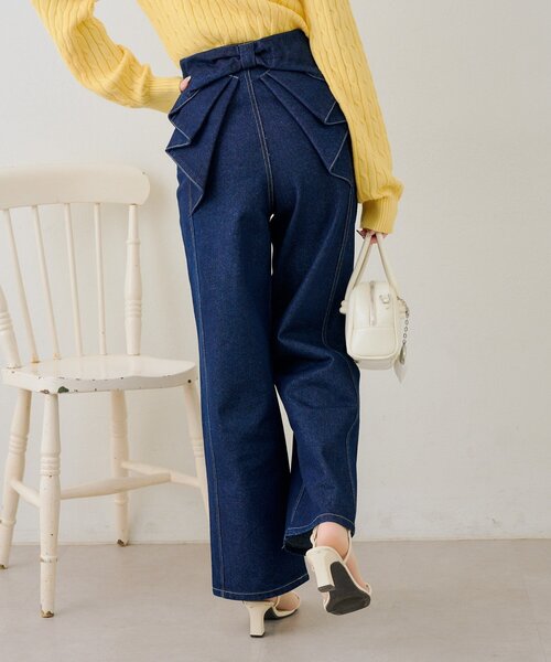 continuer de NICE CLAUP（コンティニューデナイスクラップ）の「バッグリボンストレートデニム（デニムパンツ・レディース・インディゴブルー/その他・MEDIUM/SMALL）」の14枚目の写真