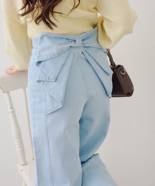 continuer de NICE CLAUP（コンティニューデナイスクラップ）の「バッグリボンストレートデニム（デニムパンツ・レディース・インディゴブルー/その他・MEDIUM/SMALL）」の13枚目の写真