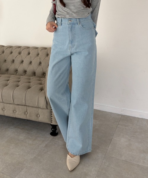 continuer de NICE CLAUP（コンティニューデナイスクラップ）の「バッグリボンストレートデニム（デニムパンツ・レディース・インディゴブルー/その他・MEDIUM/SMALL）」の6枚目の写真