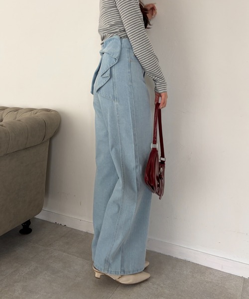 continuer de NICE CLAUP（コンティニューデナイスクラップ）の「バッグリボンストレートデニム（デニムパンツ・レディース・インディゴブルー/その他・MEDIUM/SMALL）」の11枚目の写真