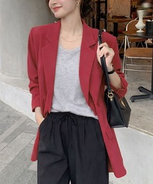 レディースのチェスターコート（レッド/赤色系・ミドル丈