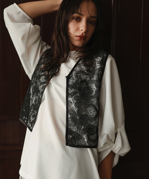 ＜単品＞スパンコールコードレースジレ〔Callarus〕