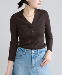 IENA | 《新色/追加》ECO SPLASH リブVネックカーディガン(カーディガン/ボレロ)