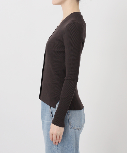 IENA(イエナ)の「《新色/追加》ECO SPLASH リブVネックカーディガン(カーディガン/ボレロ・レディース・ブラウン/アイボリー・FREE)」の9枚目の写真