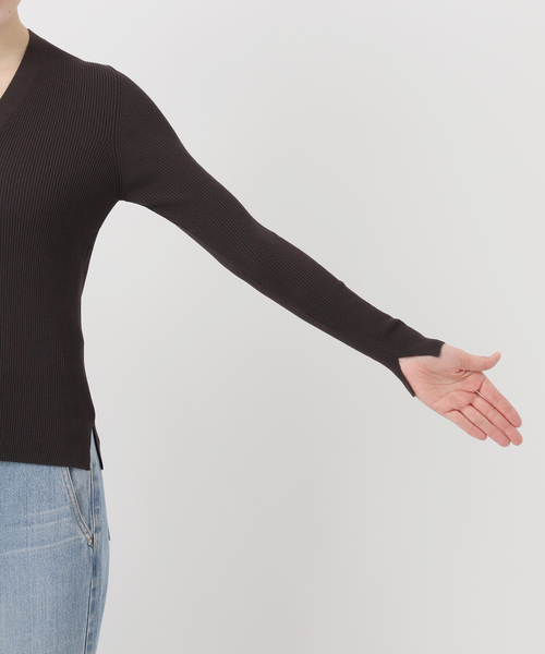 IENA(イエナ)の「《新色/追加》ECO SPLASH リブVネックカーディガン(カーディガン/ボレロ・レディース・ブラウン/アイボリー・FREE)」の13枚目の写真