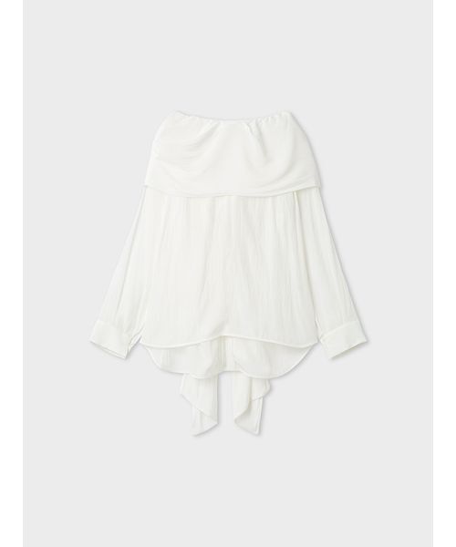 洗える】オフショルダーサテンドレスシャツ（シャツ/ブラウス