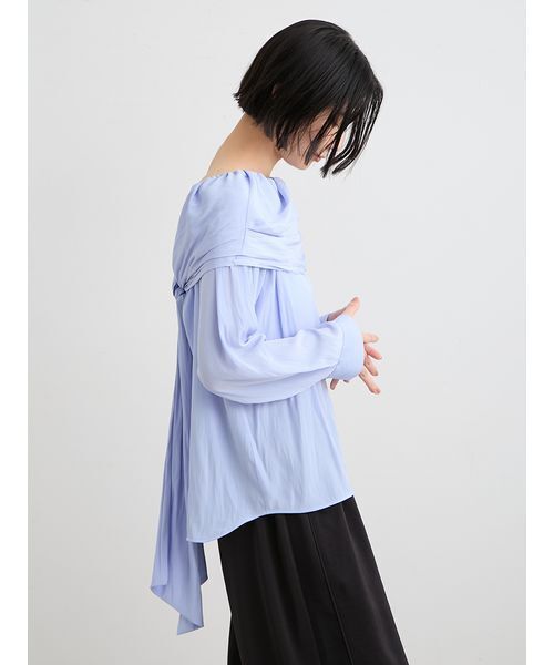 MIESROHE(ミースロエ)の「【洗える】オフショルダーサテンドレスシャツ(シャツ/ブラウス・レディース・サックスブルー/ホワイト/ネイビー・F)」の17枚目の写真