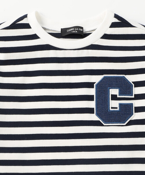 COMME CA ISM(コムサイズム)の「デニムワッペン付き ボーダー半袖Tシャツ(Tシャツ/カットソー・キッズ・ネイビー・100cm/110cm/120cm/130cm/140cm/150cm)」の3枚目の写真
