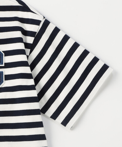 COMME CA ISM(コムサイズム)の「デニムワッペン付き ボーダー半袖Tシャツ(Tシャツ/カットソー・キッズ・ネイビー・100cm/110cm/120cm/130cm/140cm/150cm)」の4枚目の写真