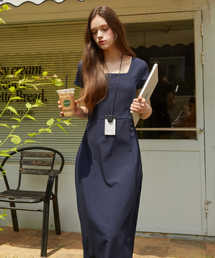 LAMARO（ラマロ）の「リアスクエアネックロングワンピース（ネイビー）（ワンピース）」