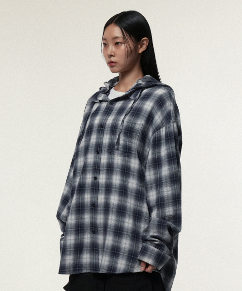 IDWS(アイドンワナセル)の「Hooded Checkered Shirt Blue(シャツ/ブラウス・レディース・その他・0/2/1)」の3枚目の写真