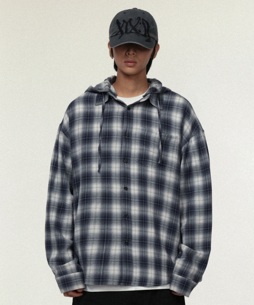 IDWS(アイドンワナセル)の「Hooded Checkered Shirt Blue(シャツ/ブラウス・レディース・その他・0/2/1)」の5枚目の写真