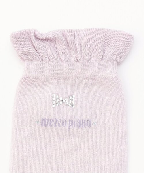 mezzo piano(メゾピアノ)の「リボンラインストーンつき ソックス【日本製】【抗菌防臭】(ソックス/靴下・キッズ・ブラック/オフホワイト/ラベンダー・16-18cm/18-20cm/20-22cm)」の4枚目の写真