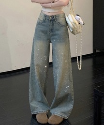 ペイントデザインワイドデニムパンツ