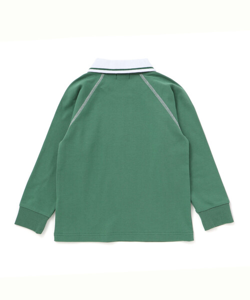 BeBe（ベベ）の「ラグラン編み立て襟付きロゴ刺しゅう長袖Tシャツ(90~150cm)（Tシャツ/カットソー・キッズ・ネイビー/グリーン・110cm/140cm/150cm/130cm/120cm）」の8枚目の写真