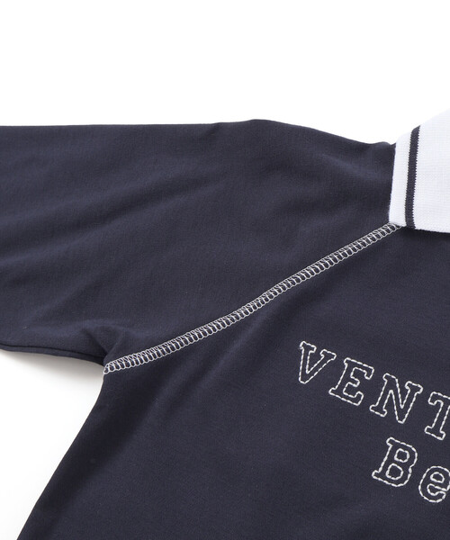 BeBe（ベベ）の「ラグラン編み立て襟付きロゴ刺しゅう長袖Tシャツ(90~150cm)（Tシャツ/カットソー・キッズ・ネイビー/グリーン・110cm/140cm/150cm/130cm/120cm）」の14枚目の写真